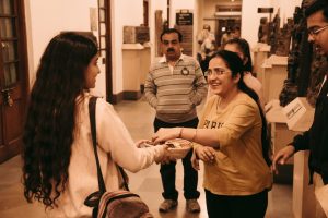 Interacting with visitors at National Museum, Delhi.
